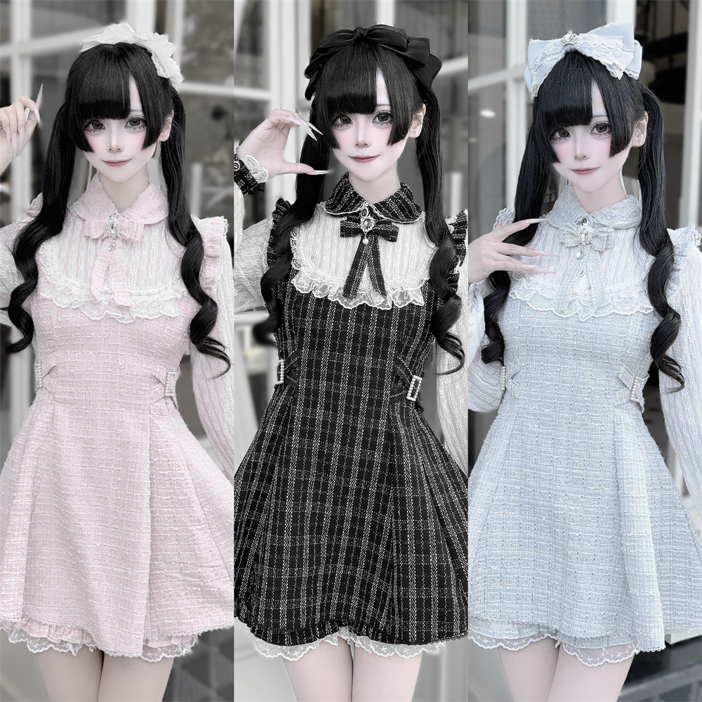 定金【琉璃梦】酒酿樱桃子 原创日系蕾服量产小香风千金感套装冬