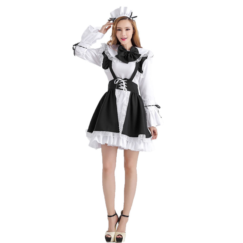 超萌黑白动漫制服女仆装