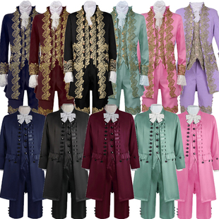 复古欧洲王子礼服华丽宫廷风刺绣花边贵族正装舞台剧演出服大码