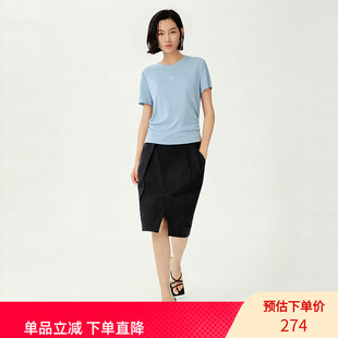 XG/雪歌26夏舒适极简主义短袖T恤女圆领直筒打底上衣XM201519A820