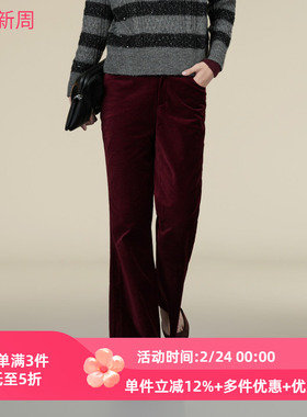 XG/雪歌2025年冬季新款直筒绒面阔腿休闲裤女长裤子XK402003A415