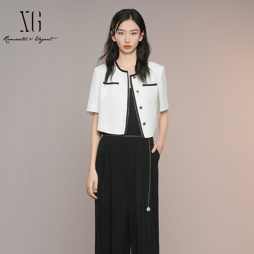 XG雪歌小香风正肩短外套女2025夏装新款短款通勤上衣XK207001A151
