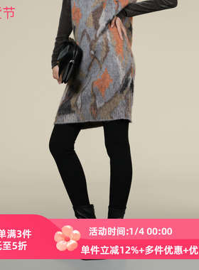 XG/雪歌2025年冬季新款黑色显瘦修身休闲裤女长裤XK402032A390