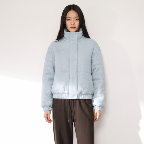 XG雪歌立领短款麻花针织棉服2026年冬季新款面包服女XM405831A820