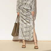 淑女风抽褶半身长裙女修身 雪歌26春款 开叉雪纺裙XL103010B493