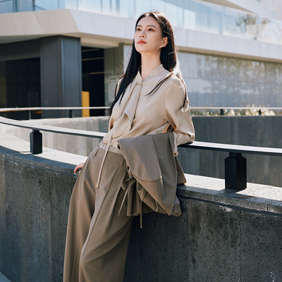 XG/雪歌26春新中式立领飘带雪纺衫女知性淑女风上衣XL121022A263