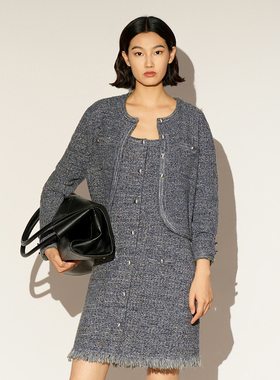 XG/雪歌26春新款粗花呢开衫外套金属扣千金风针织衫XL111008A183