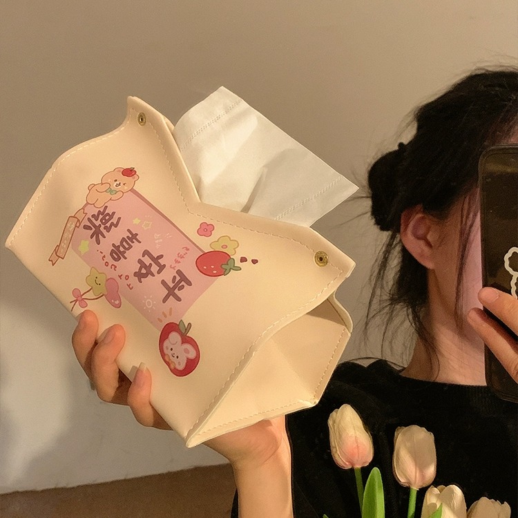 创意文字抽纸盒皮革轻奢5新高级感纸巾盒家用客厅桌面纳盒