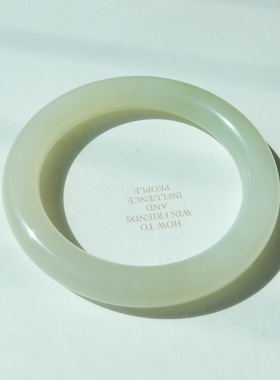 58.5mm和田玉手镯圆条青海料青白玉60.7克天然玉镯子