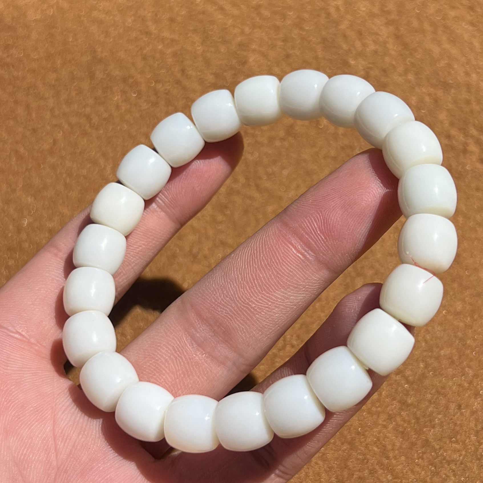 新疆且末米达料奶白细腻卡10mm小众百搭老型珠手串F