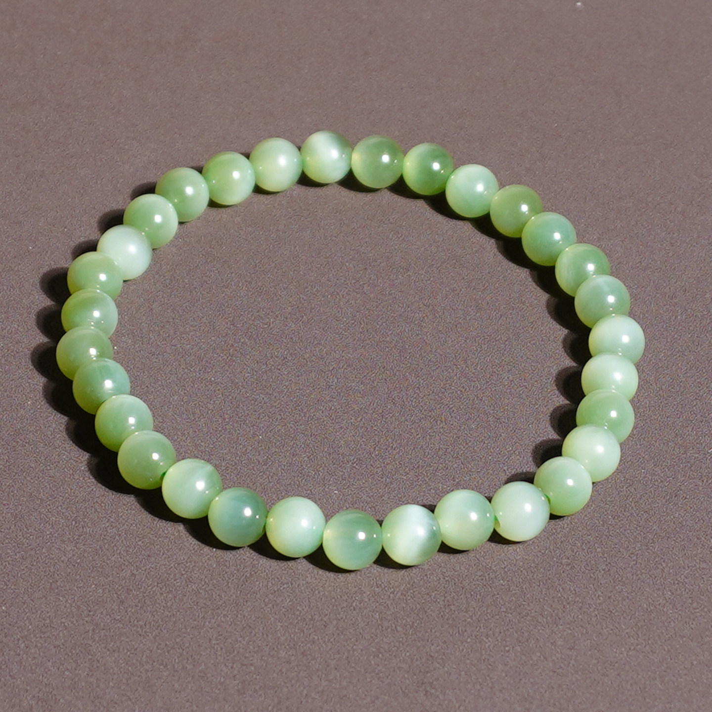天然和田玉粉青猫眼碧玉6mm手链 小众清新风女款显白神器