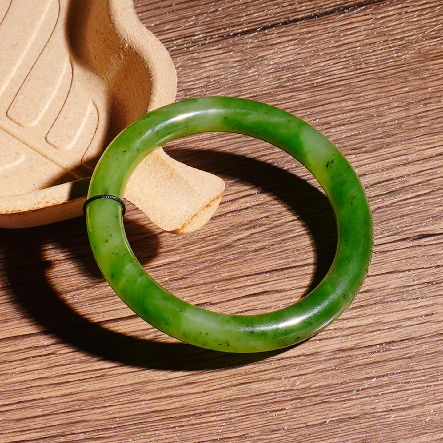 浓绿俄碧圆条玉镯 57MM 油润细料天然碧玉手镯送礼款轻奢手饰