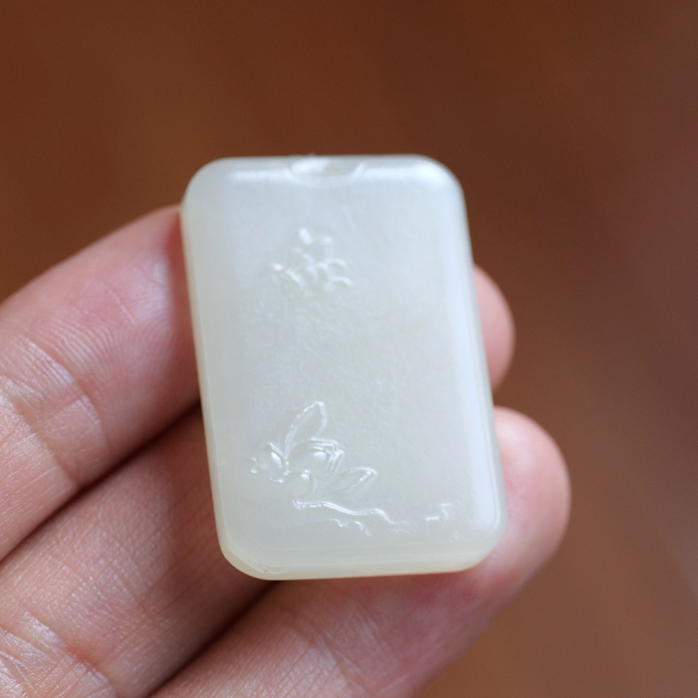 天然和田玉俄料羊脂白玉蝶恋花莲花吊坠挂件生日礼物8z