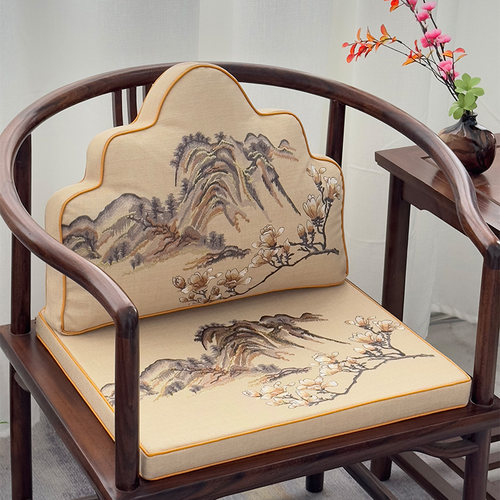 高端中式红木椅子坐垫靠山枕刺绣