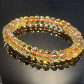 戒面料 稀有限量 切面盘珠钻石切暴力黄水晶单圈手串 上新 新品