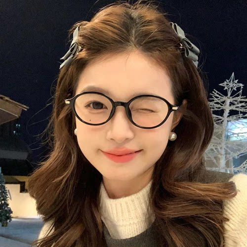 近视眼镜黑框女款文艺复古椭圆框时尚修颜眼镜架有度数