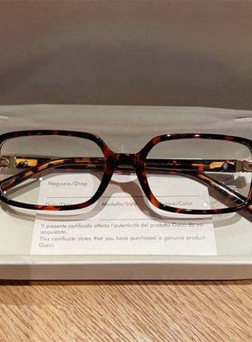 日系复古方框眼镜女近视可配度数高级感豹纹素颜防蓝光眼睛架潮