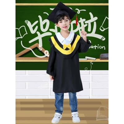 儿童博士服小学生毕业礼服幼儿园毕业照学士服帽中小学毕业袍礼服