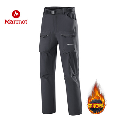 MARMOT土拨鼠软壳冲锋裤加绒长裤防泼水工装裤尼龙弹力高腰休闲裤