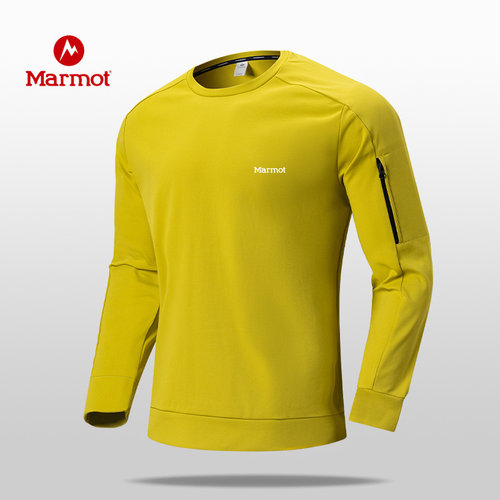MARMOT土拨鼠卫衣男长袖秋冬棉舒适透气打底衫户外运动训练服上衣