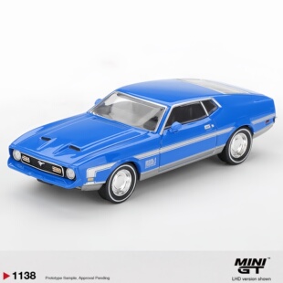 [预售]MINIGT 1138 福特Mustang Mach 1 Grabber 蓝 1:64汽车模型