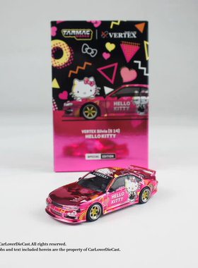 TW 日产 VERTEX Silvia S14 Hello Kitty  电镀粉 1:64合金车模