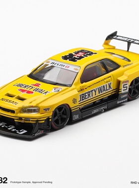 [预售]MINIGT 1182 日产 Nissan ER34 黄色 1:64 合金汽车模型