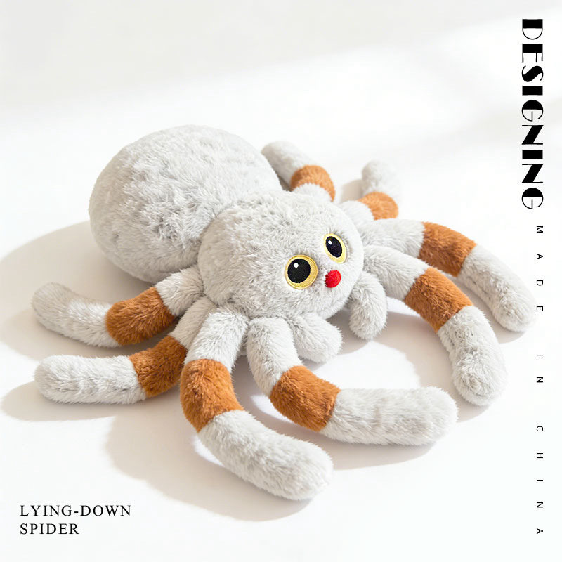 跨境仿真红鼻子蜘蛛公仔毛绒玩具丑萌长腿蜘蛛抱枕玩偶布娃娃摆件