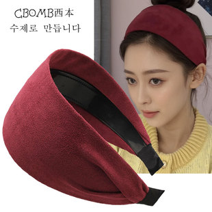 复古绒面宽头箍女高颅顶发卡不勒头防滑洗脸发箍古力娜扎同款发饰