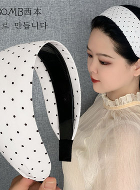 波点压发箍女韩国气质高颅顶高级感洋气时尚宽版洗脸头箍发卡头饰