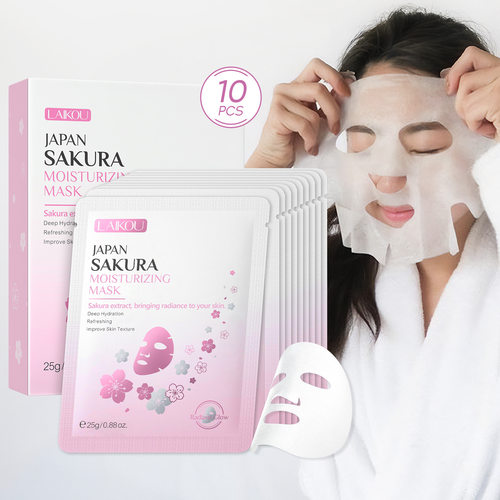laikou樱花保湿面膜25g*10pcs补水保湿盒装MOISTURIZING MASK