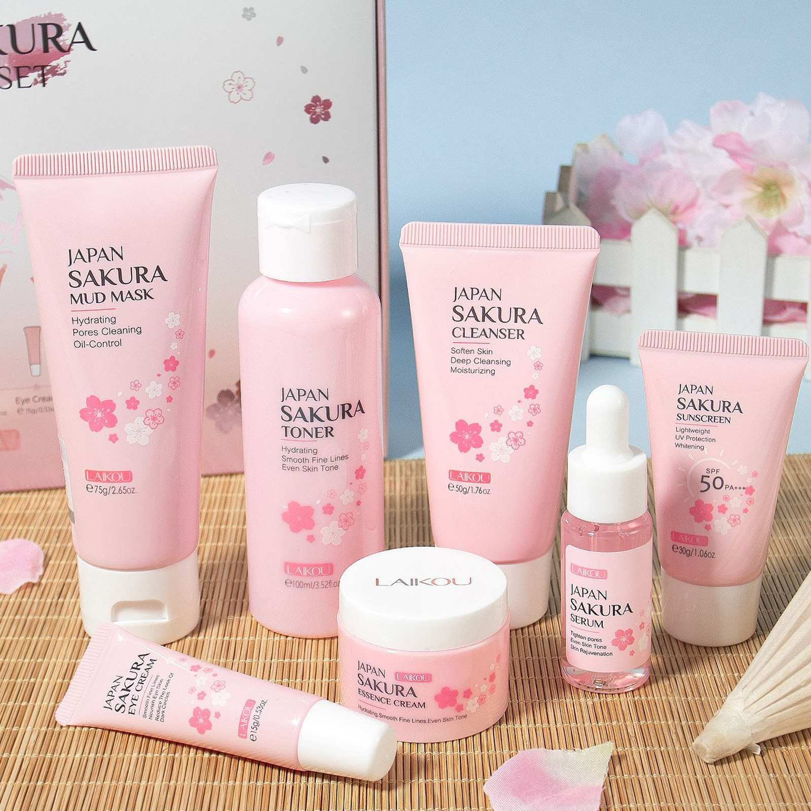 莱蔻樱花护肤品套装礼盒润肤精华霜LAIKOU Japan SAKURA blossom