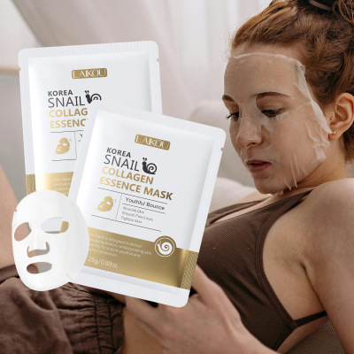 跨境laikou莱蔻韩国蜗牛蛋白面膜25g保湿补水英文面膜