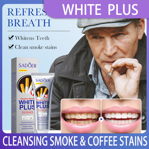 SMOKES STAINS WHITE PLUS TOOTHPASTE CLEAN COFFEE STAINS 牙膏