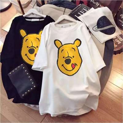 Summer new Korean mid long loose and thin versatile cartoon printing