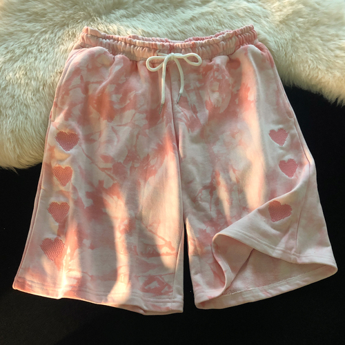 Tie dye tandem love loose Capris casual boys' Sports Shorts