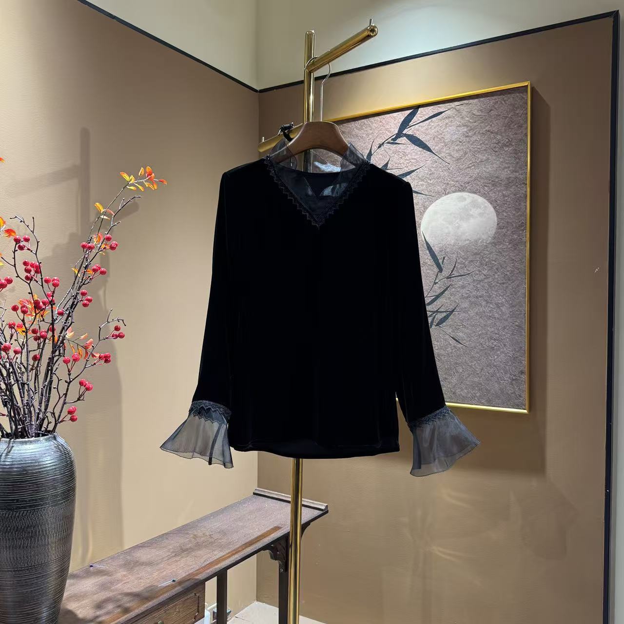 新款100%桑蚕丝丝绒打底衫女冬季