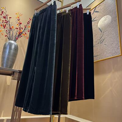 桑蚕丝丝绒休闲裤女秋百搭直筒裤