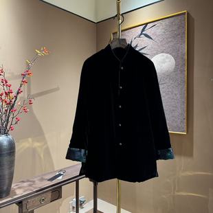100%桑蚕丝丝绒上衣女秋冬百搭新中式 新款 棉服外套651 中先森