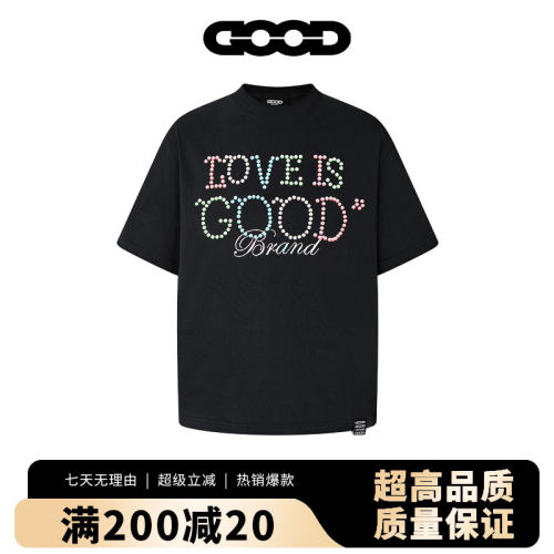 GOODBRAND正品仿生珍珠标语短袖