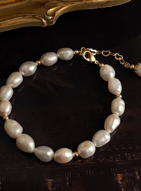 vintage轻中古风淡水珍珠手链法式复古宫廷风手串文艺高级感手饰