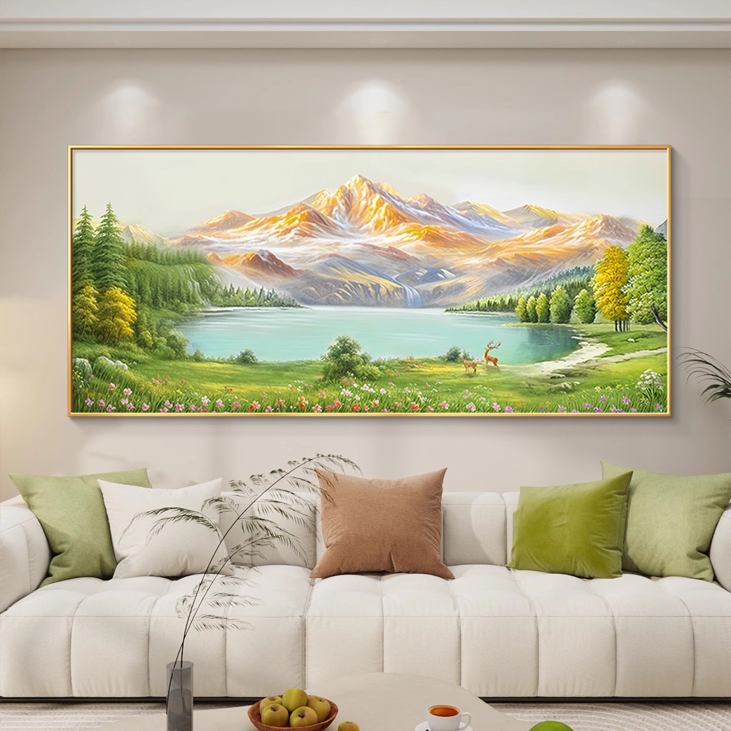 金山聚宝盆客厅装饰画背有靠山沙发背景墙挂画卧室床头办公室壁画