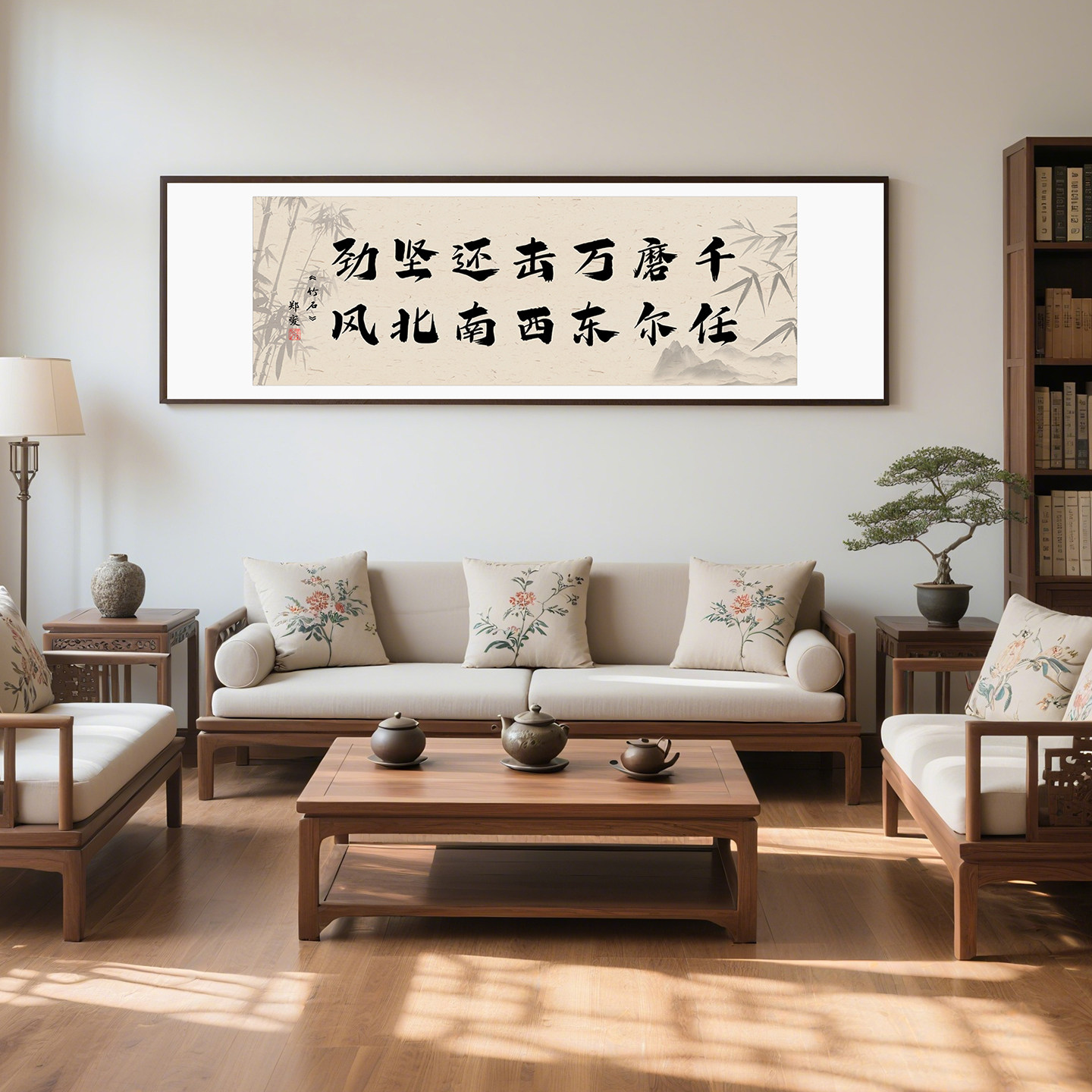 竹石新中式禅意书法挂画客厅装饰画背景墙办公室书房茶室走廊壁画