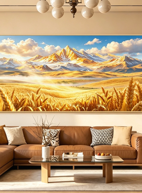 金山聚福新中式客厅装饰画高级感日照金山轻奢挂画金秋丰收壁画