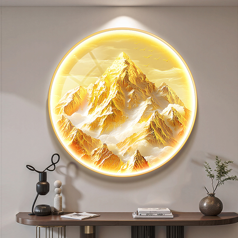 图走廊圆形过金山LED日照靠山挂画道装饰画卧室客厅灯画壁画玄关