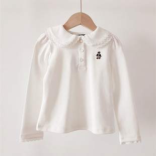 上衣白色纯色TTHA241151A 女童衬衣翻领长袖 2024春秋季 新款