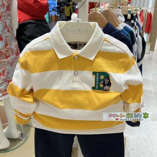 小熊童装翻领休闲长袖T恤