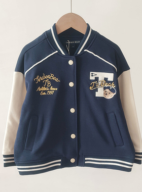 2024春秋季新款小熊男童棒球服外套休闲学院风卡通TTJM241201A