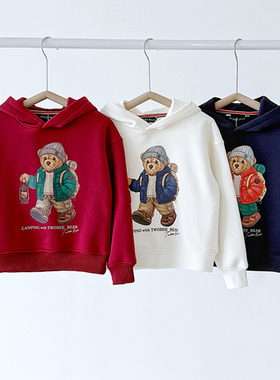 2025秋冬季新款小熊男童休闲百搭卫衣中大童连帽上衣TTMW258978H