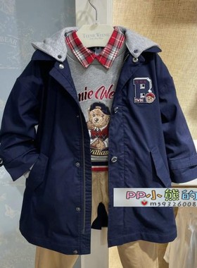 现货秋季款男童中长款连帽休闲外套 TKJJ213803B WQ213803B